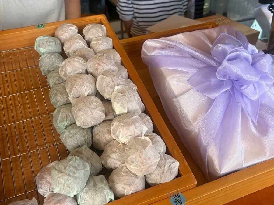 Walnut pastries in different colors for different flavors