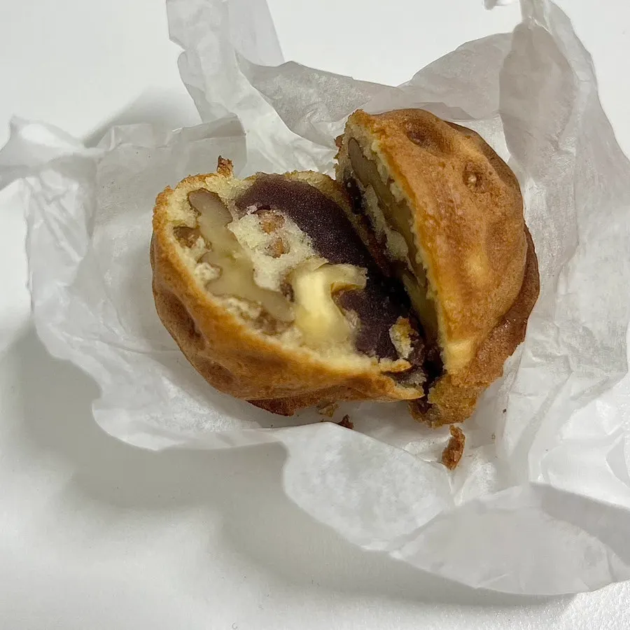 Red bean walnut pastry with a whole walnut inside