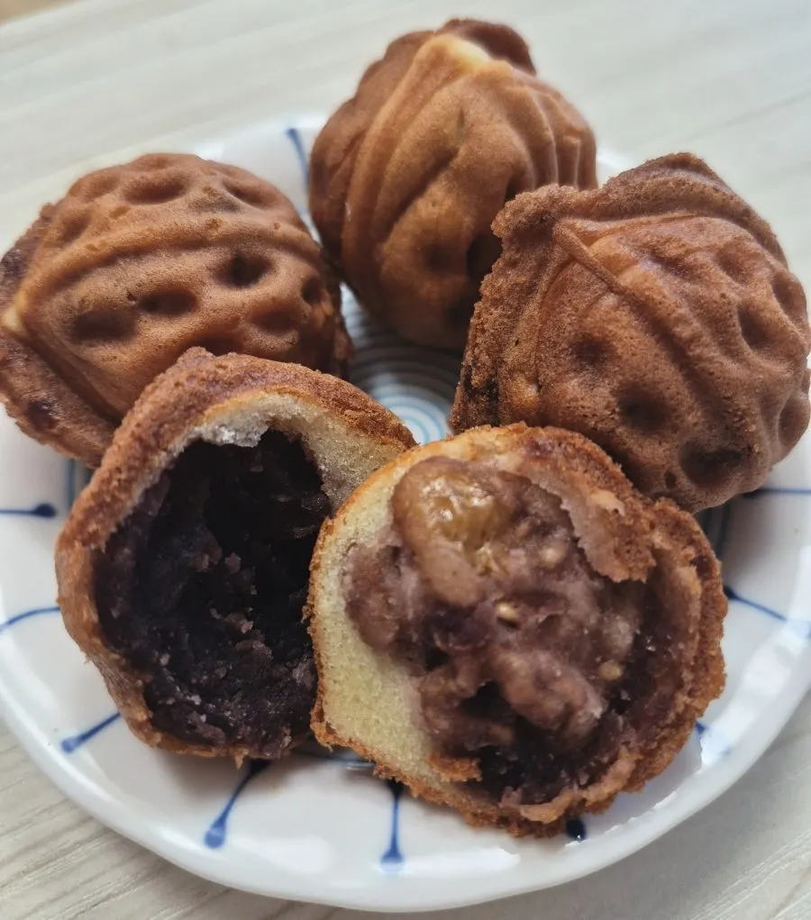 Whole-walnut pastry split in half
