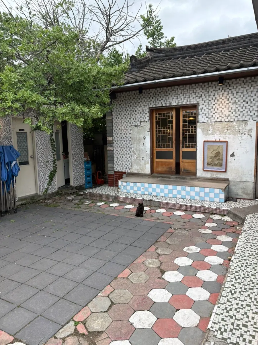 Courtyard of the renovated traditional-house restaurant