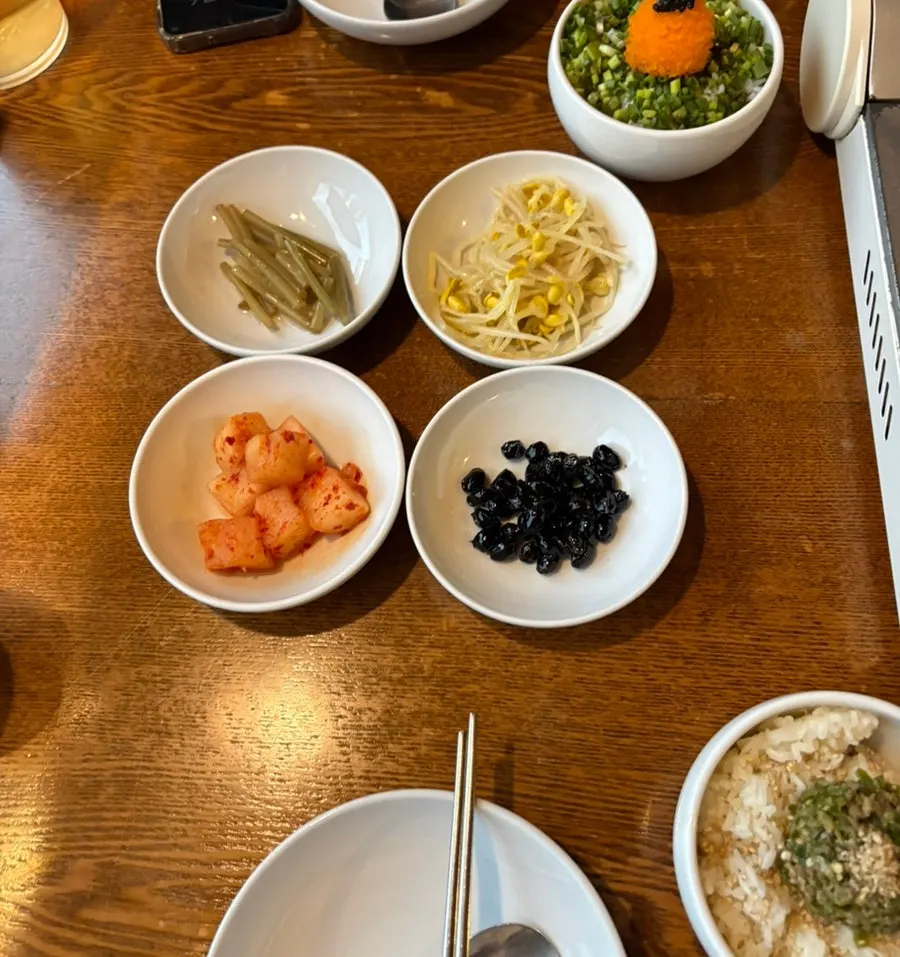 Banchan and rice dishes