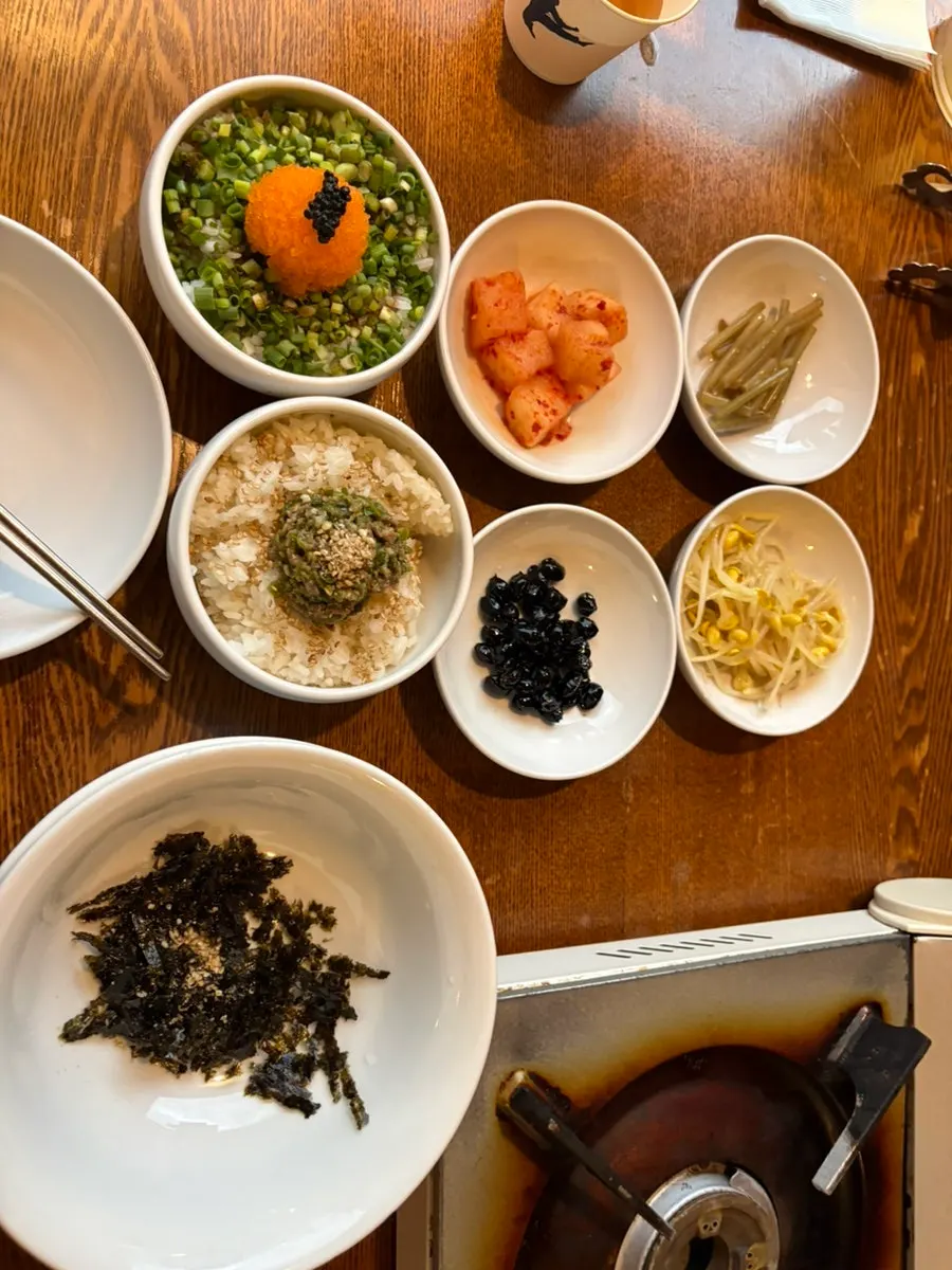 Banchan set before the meal