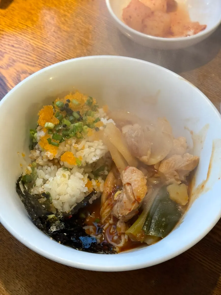 Rice with sesame oil and seaweed flakes