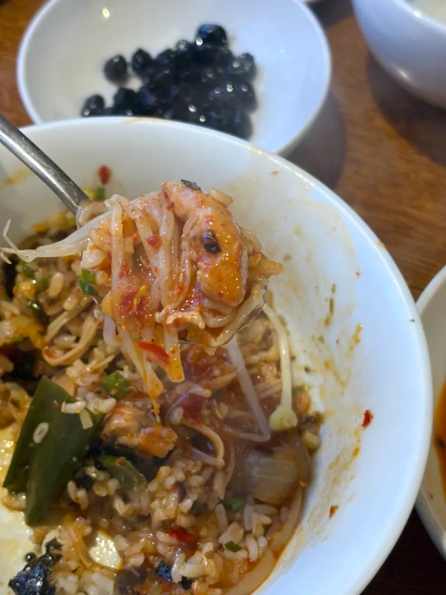 Rice mixed with dakbokkeumtang sauce