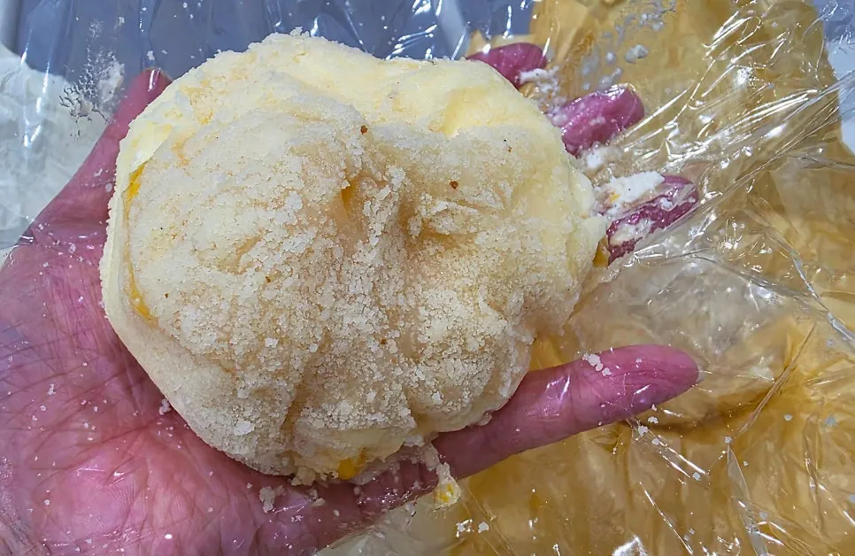 Opened whole-fruit mochi