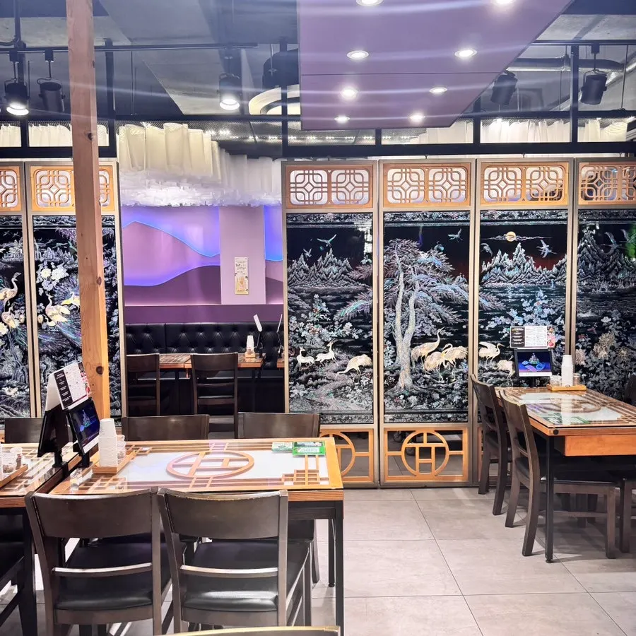 Traditional-style furniture inside the restaurant