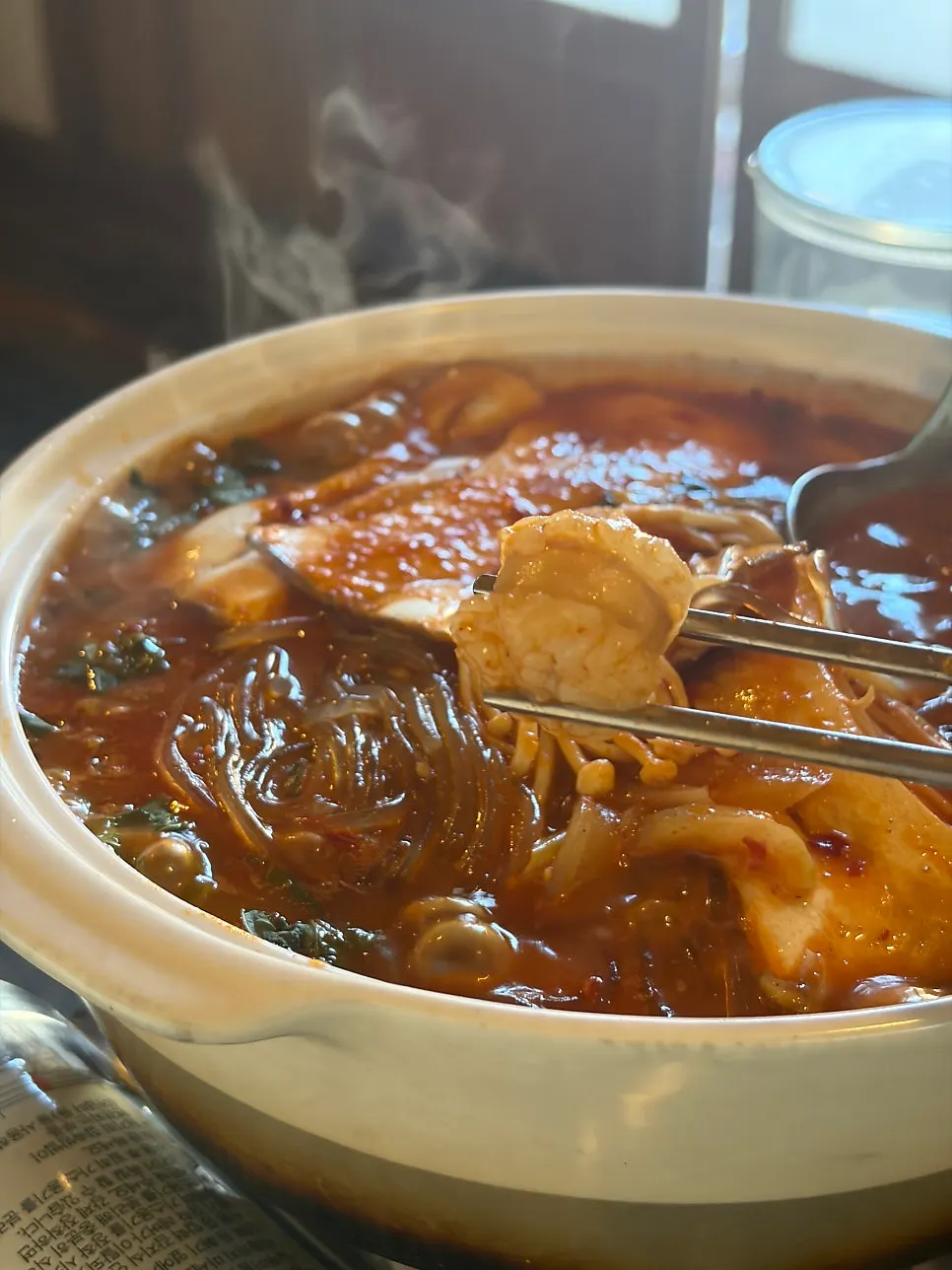 Korean beef tripe hot pot with vegetables