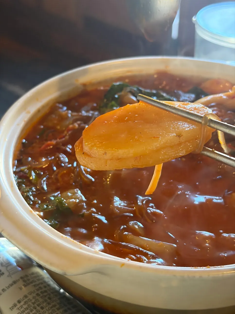 Gyeongju Hwangridan-gil tripe hot pot and egg rice lunch at Dongyang Baekban