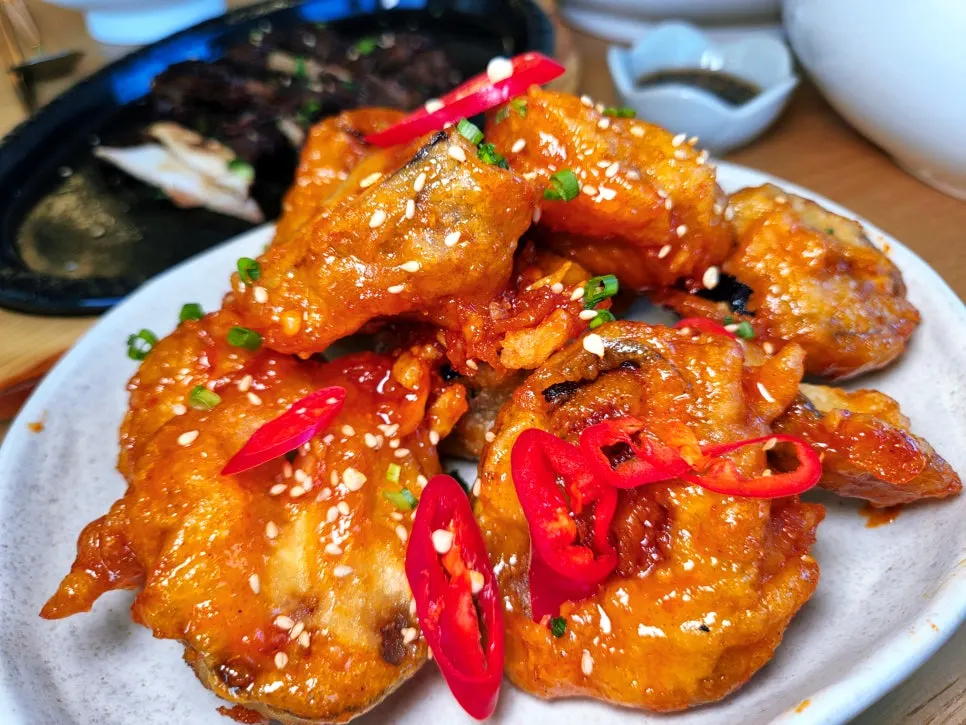 Eggplant gangjeong in sweet-spicy sauce