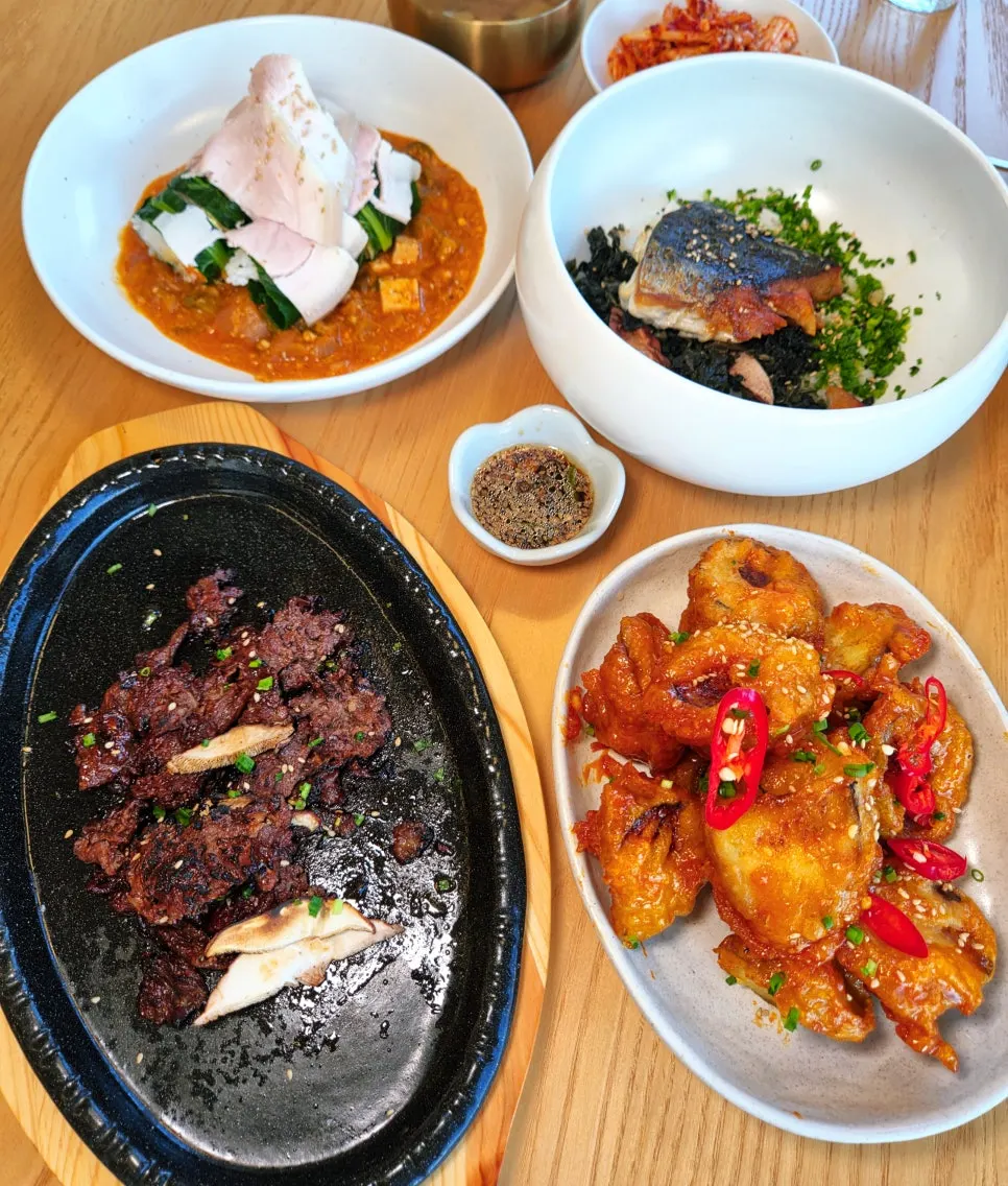 Spread of four Korean dishes