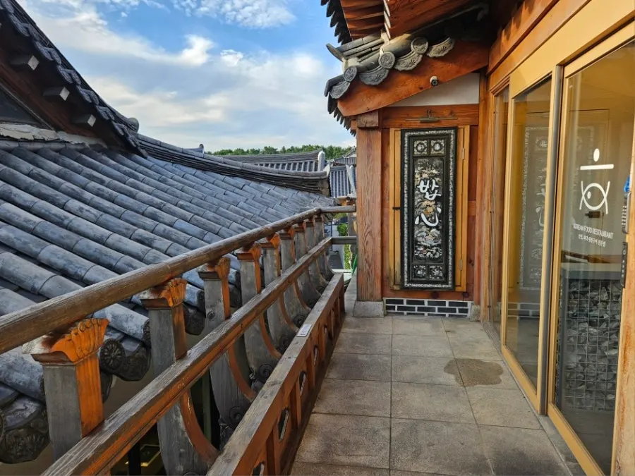 View of Gyeongju's royal tombs from the restaurant