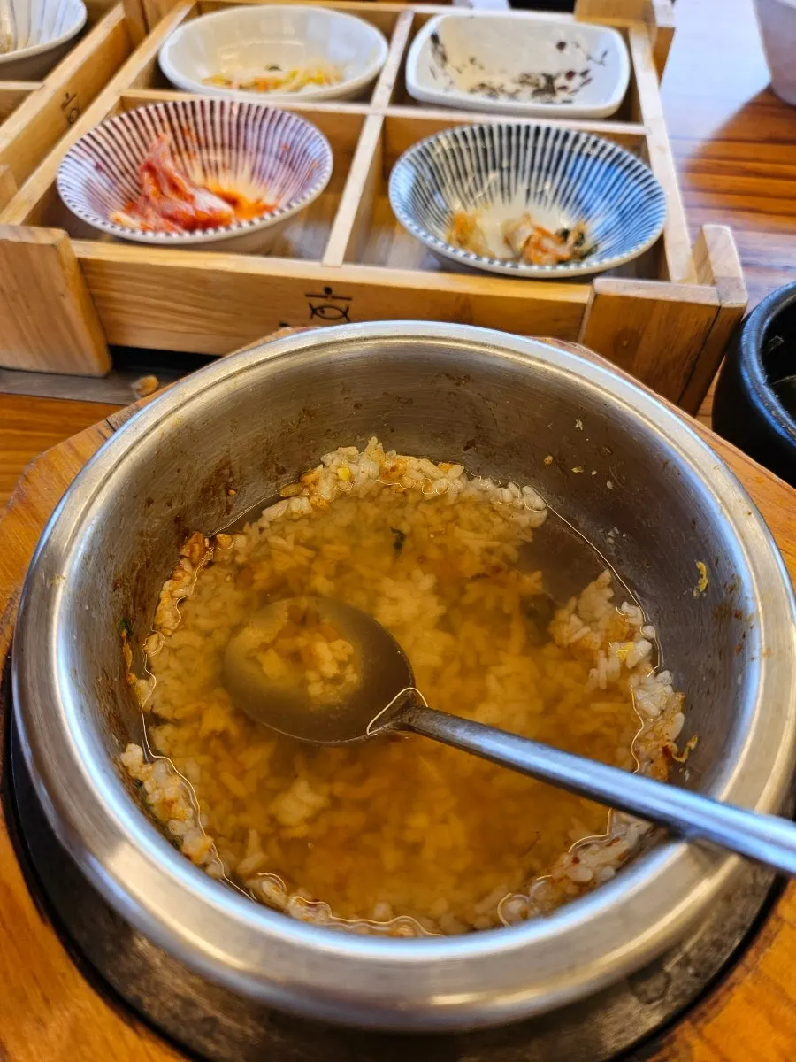 Toasty nurungji to finish the stone-pot rice meal