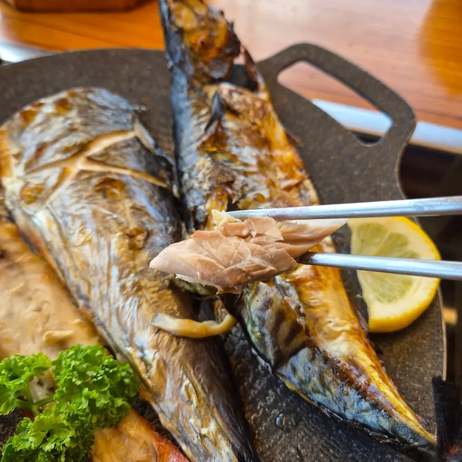Plump mackerel flesh