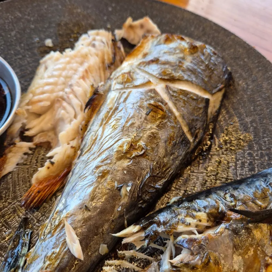 Crispy skin and moist mackerel flesh