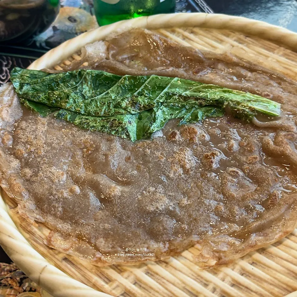 Plate of buckwheat pancake eaten as an appetizer