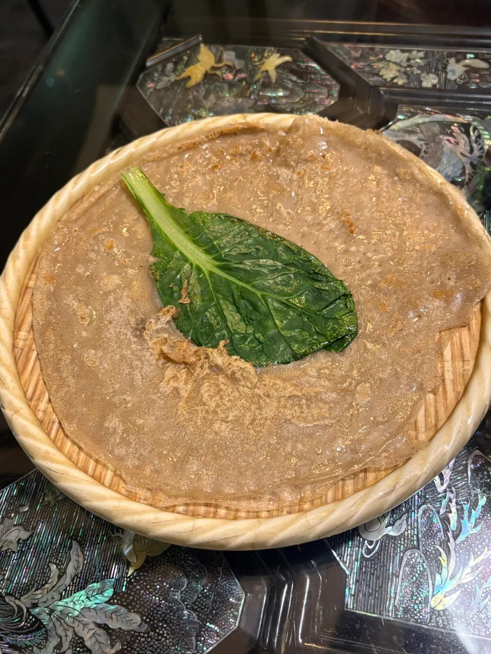 Free buckwheat pancake served with the rib stew order