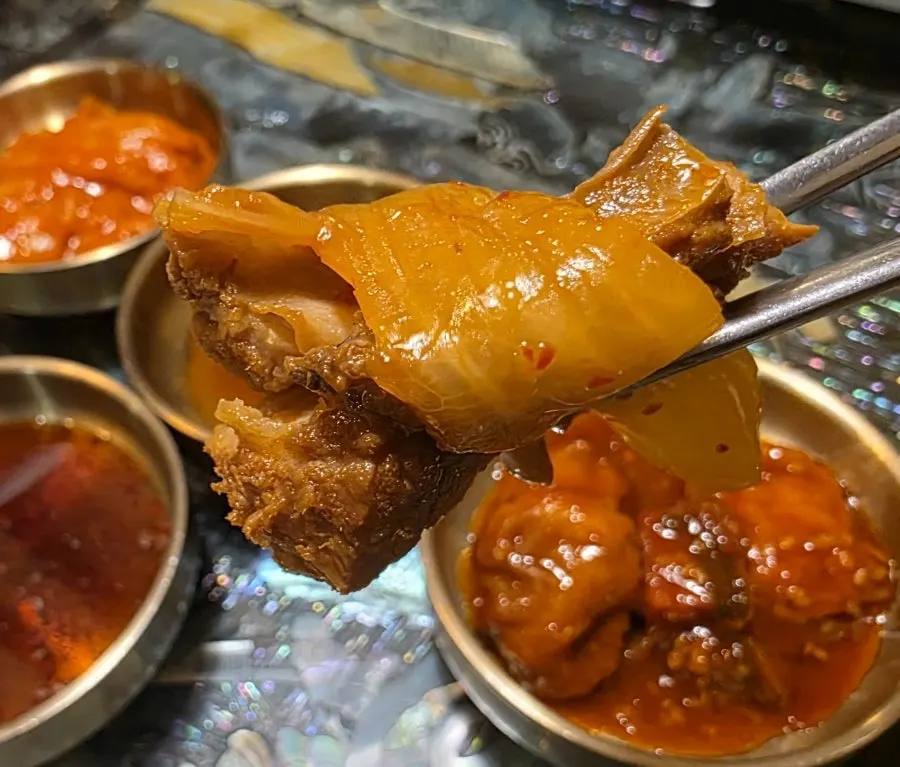 Tender rib meat separated from the bone