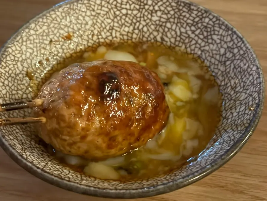 Cross-section of juicy tsukune