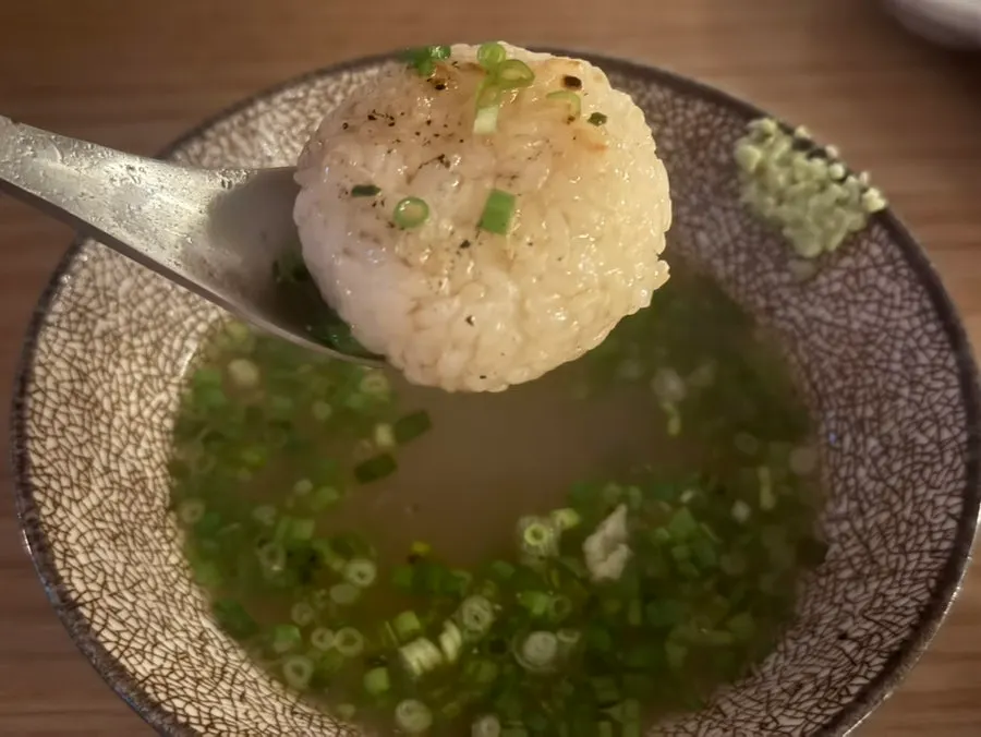 Clear chicken gomtang served with grilled rice