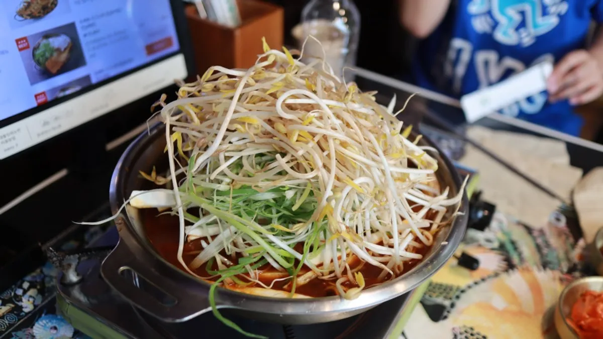Buckwheat pancake served with the braised rib