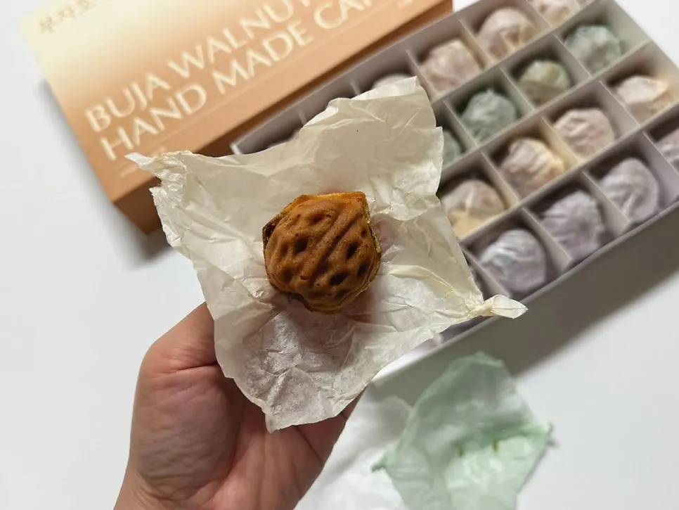 Cross-section of a pea cream cheese walnut pastry