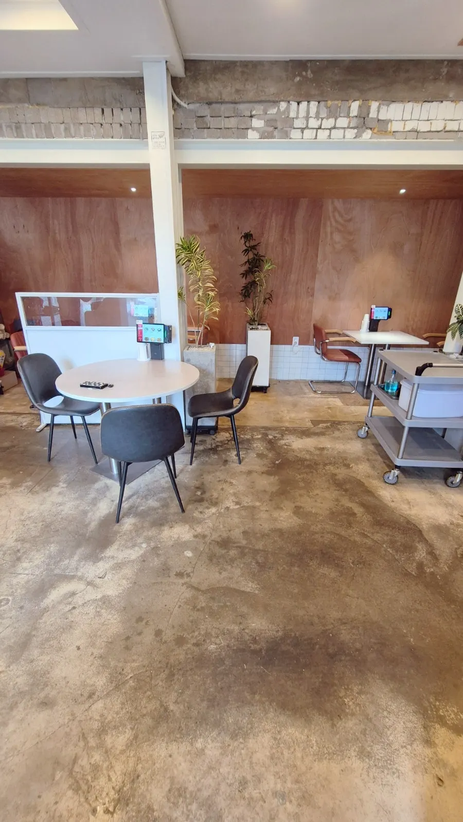 Round table seating near the entrance