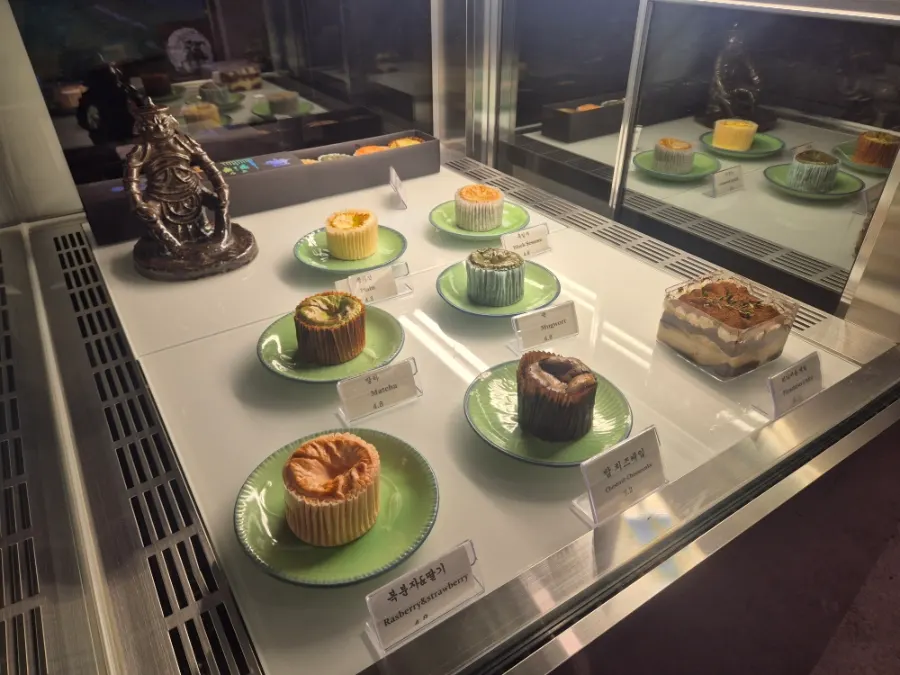 House-made dessert display at Bonghwangdang