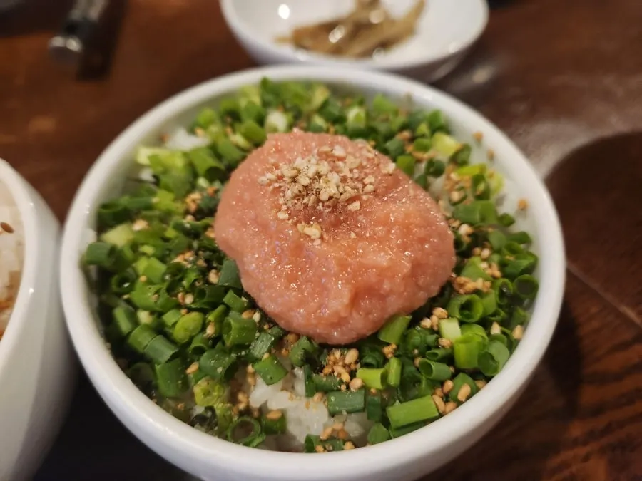 Pollack roe rice generously topped with roe at Dongyang Baekban