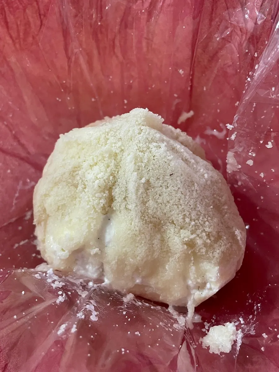 Cross-section of the peach mochi
