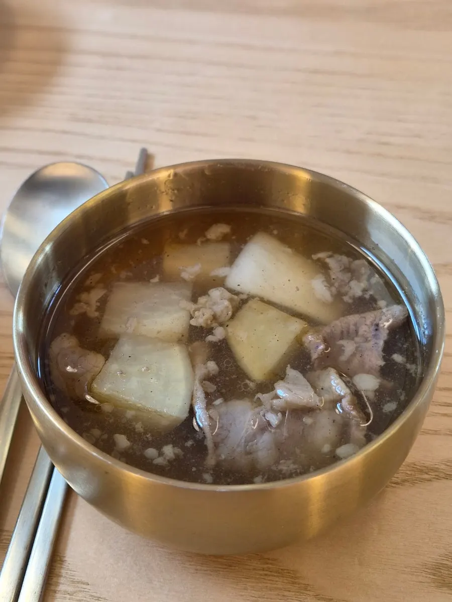 Cabbage kimchi served as a basic side dish