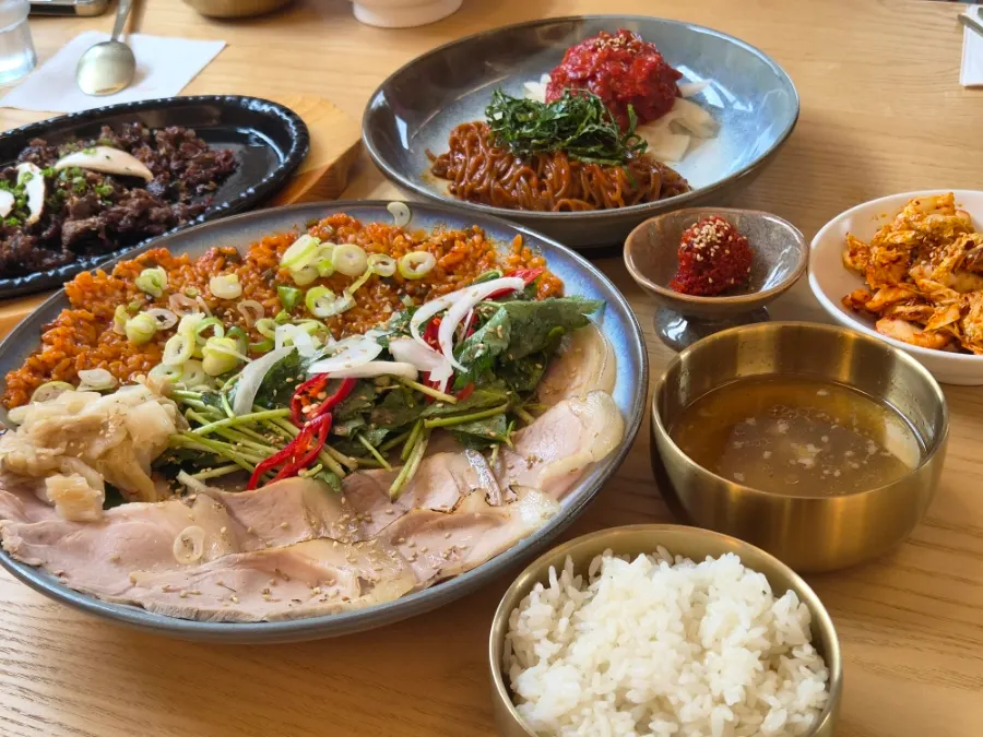 Goyu's table set with all three dishes together