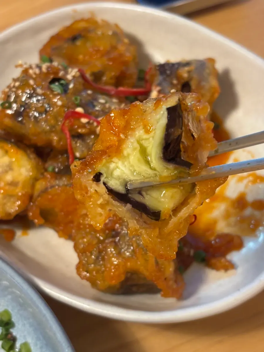 가지강정 한 조각 단면