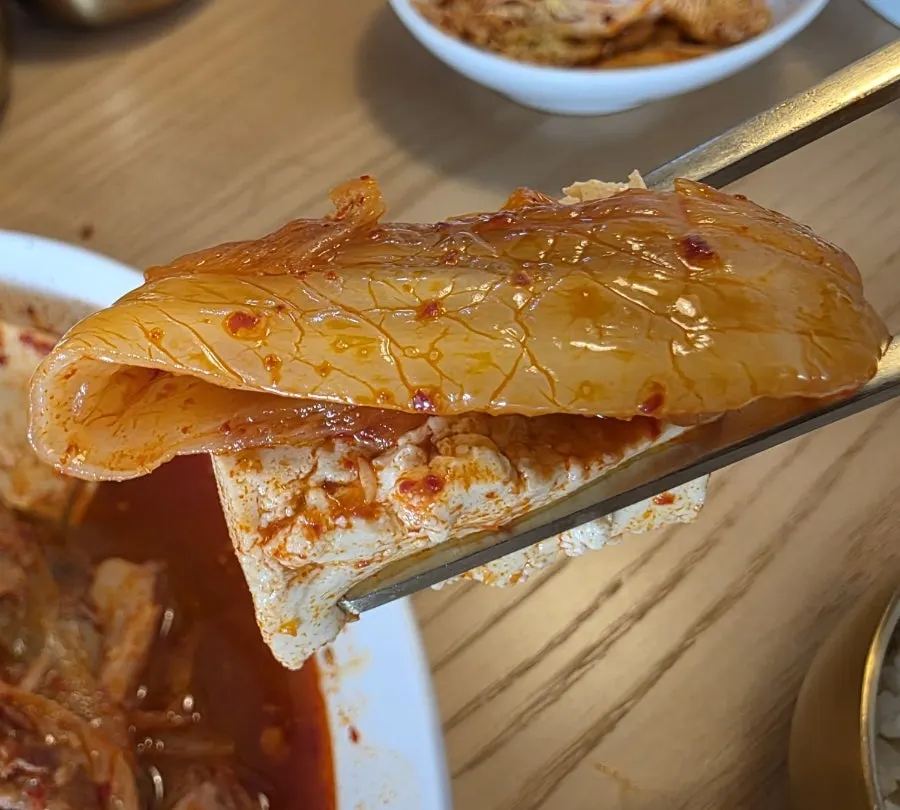 Soft tofu included in the kimchijjim