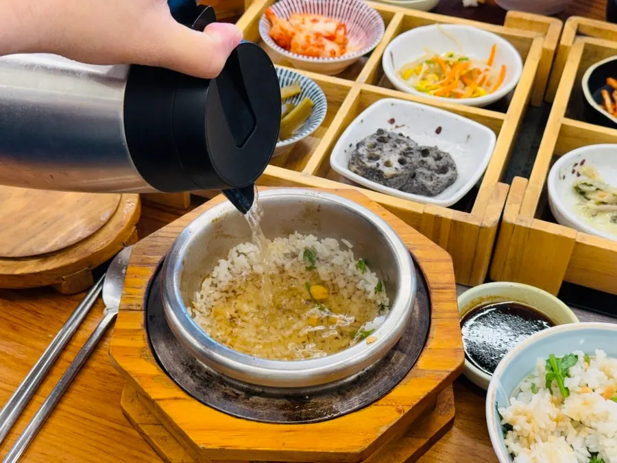 Solbap table at Handa Sot Gyeongju after finishing the meal