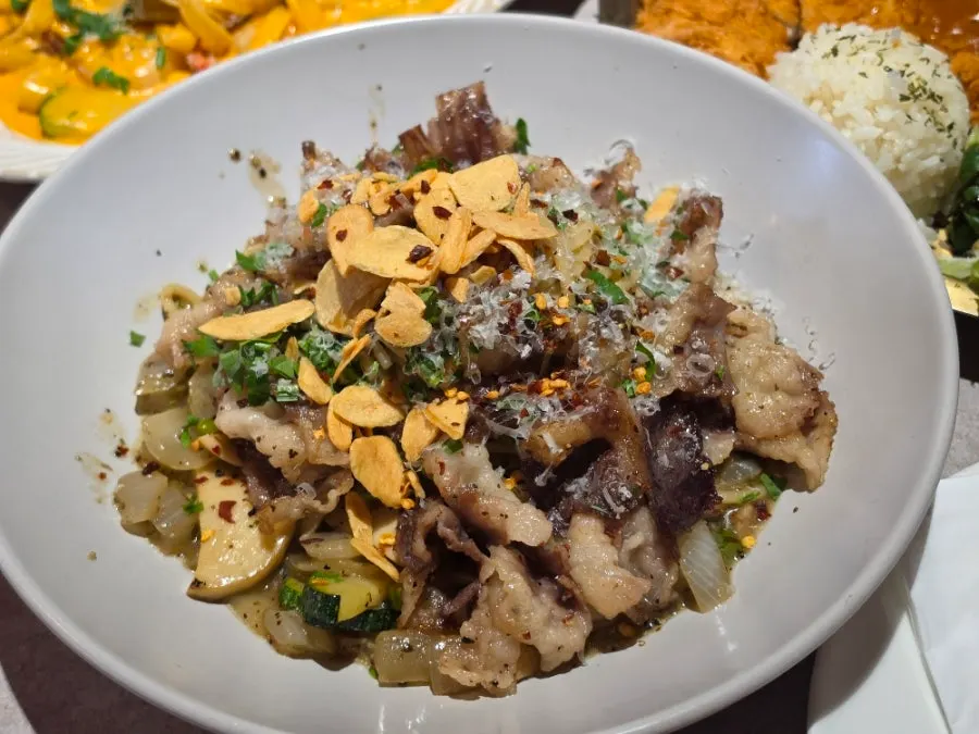 Beef brisket oil pasta so covered the noodles disappear