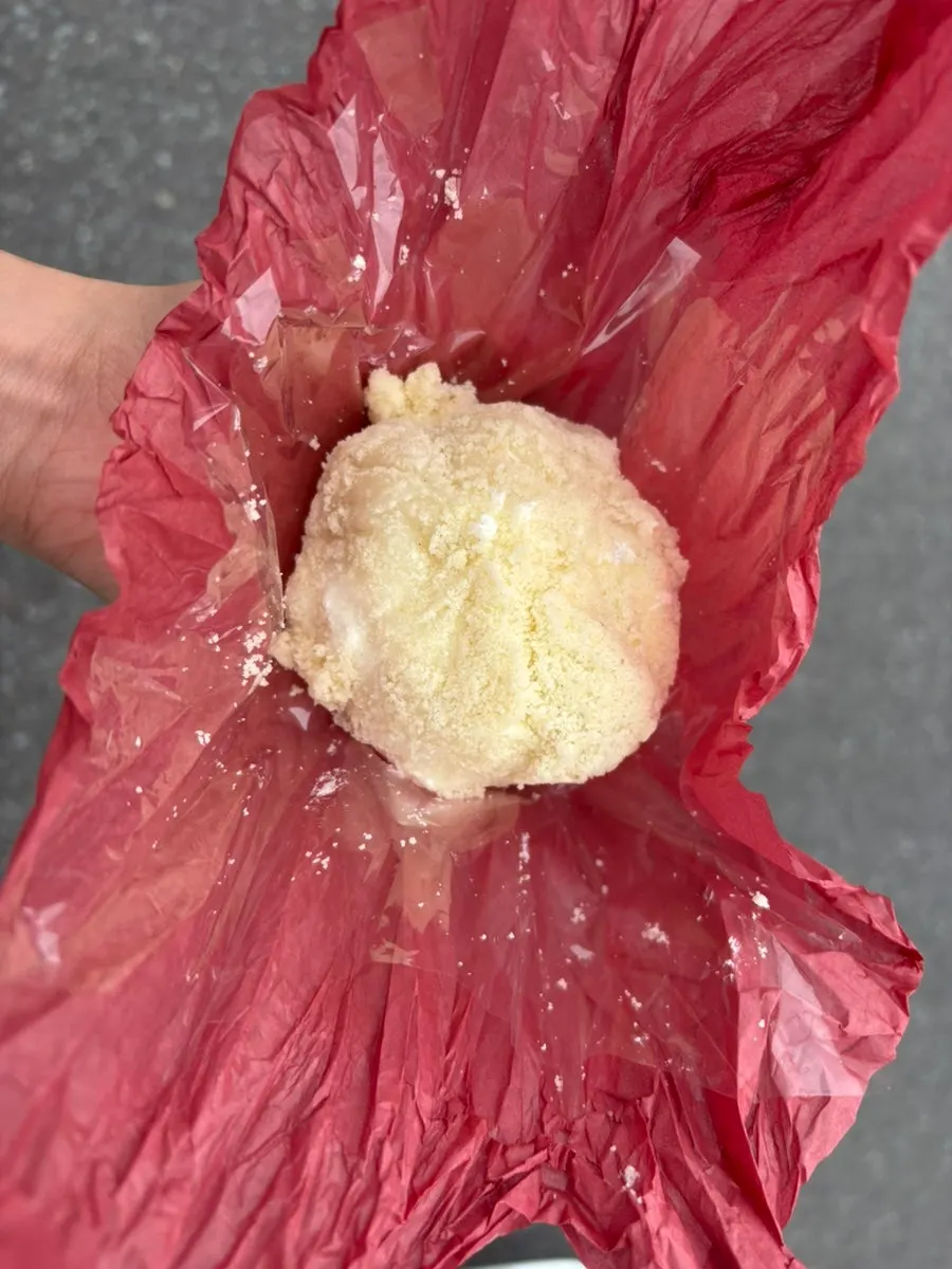 Exterior view of the peach yogurt mochi
