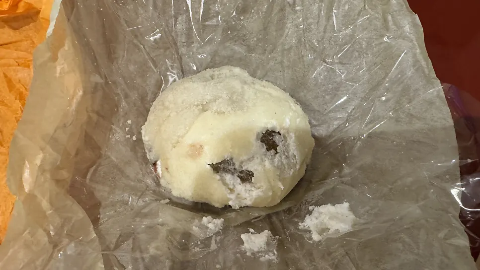 Fruit mochi showing its chewy mochi skin