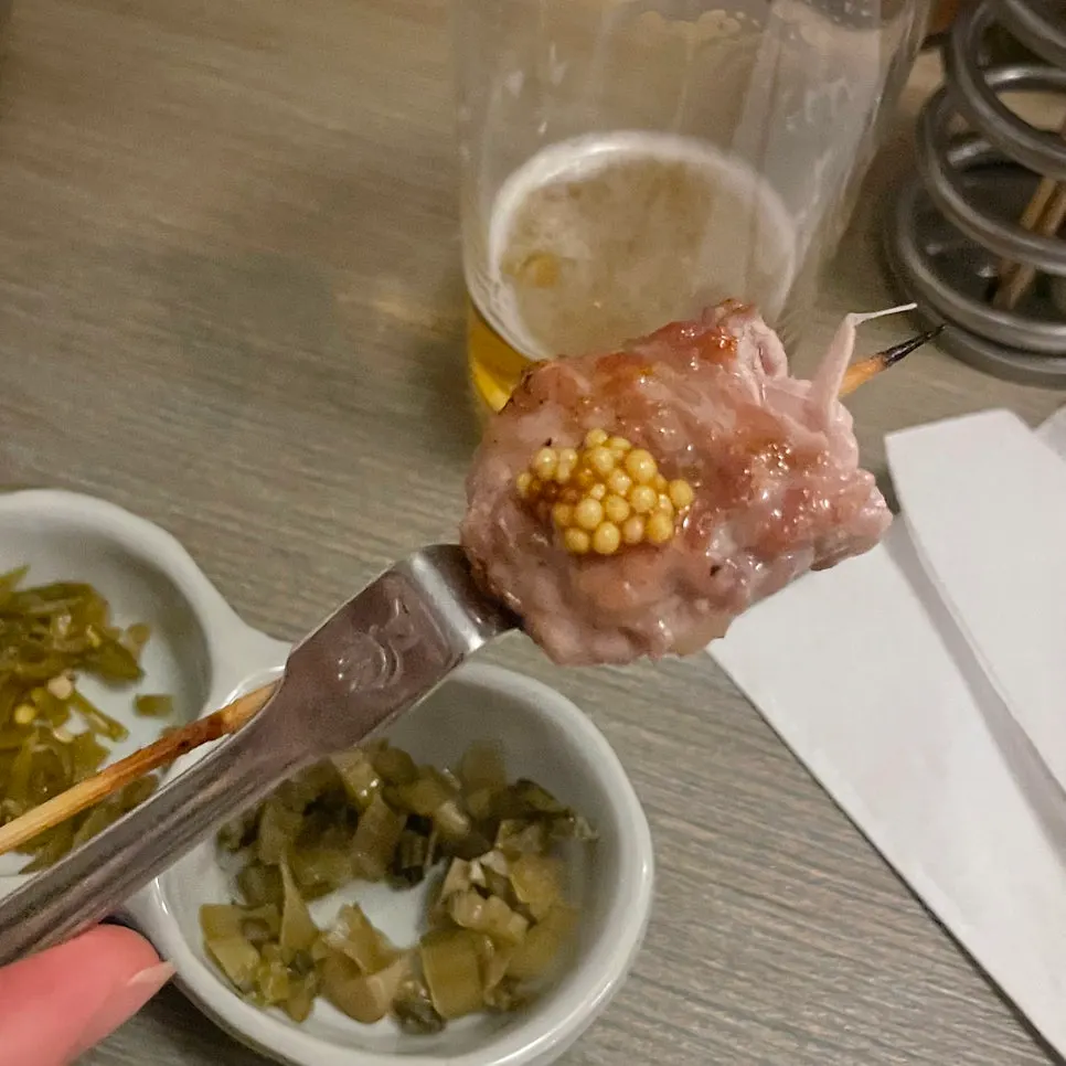 Tsukune plated on the table