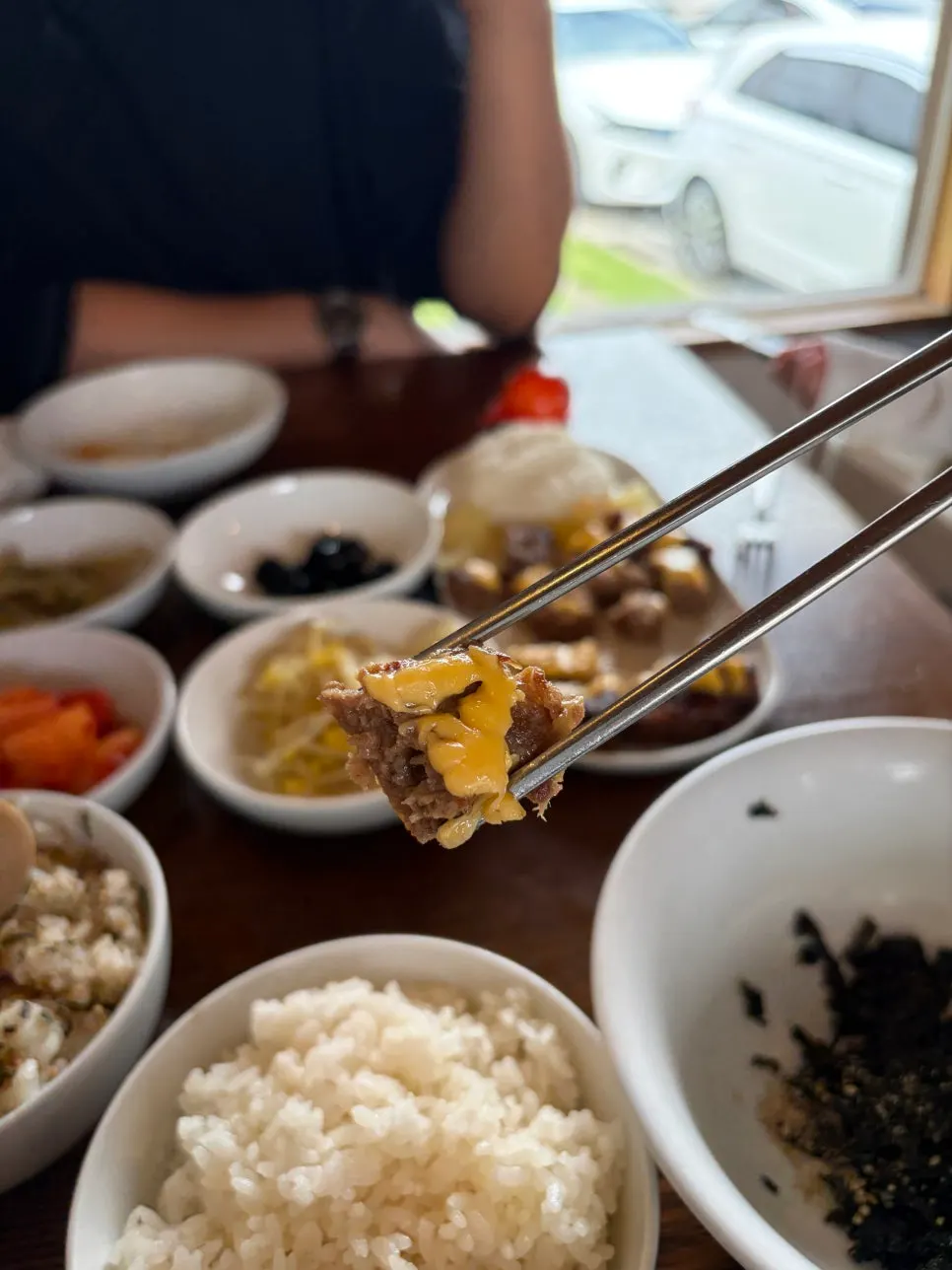 Tteokgalbi and egg rice that the kids ate