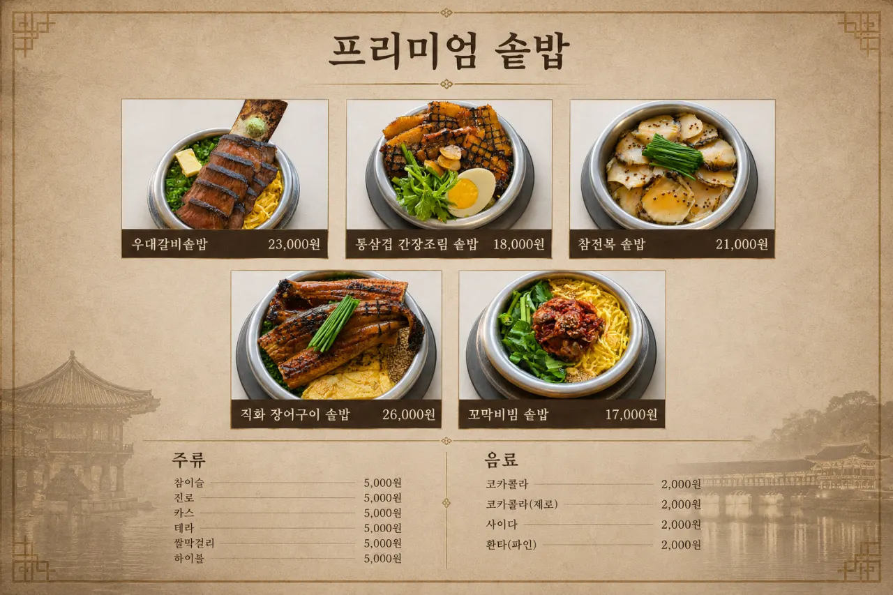Guide to the pot rice menu options at Handa Sot Gyeongju