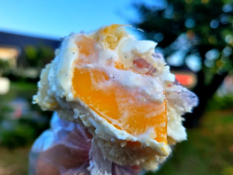 Cross-section of Tareudang fruit mochi