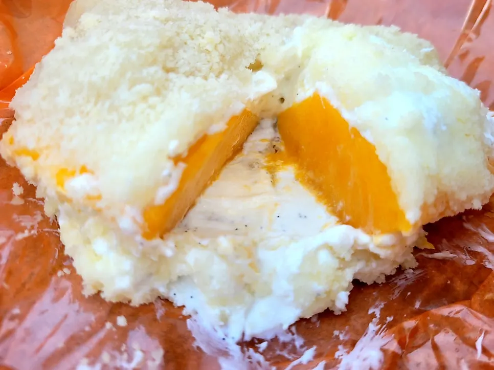 Mango mochi with whole mango showing