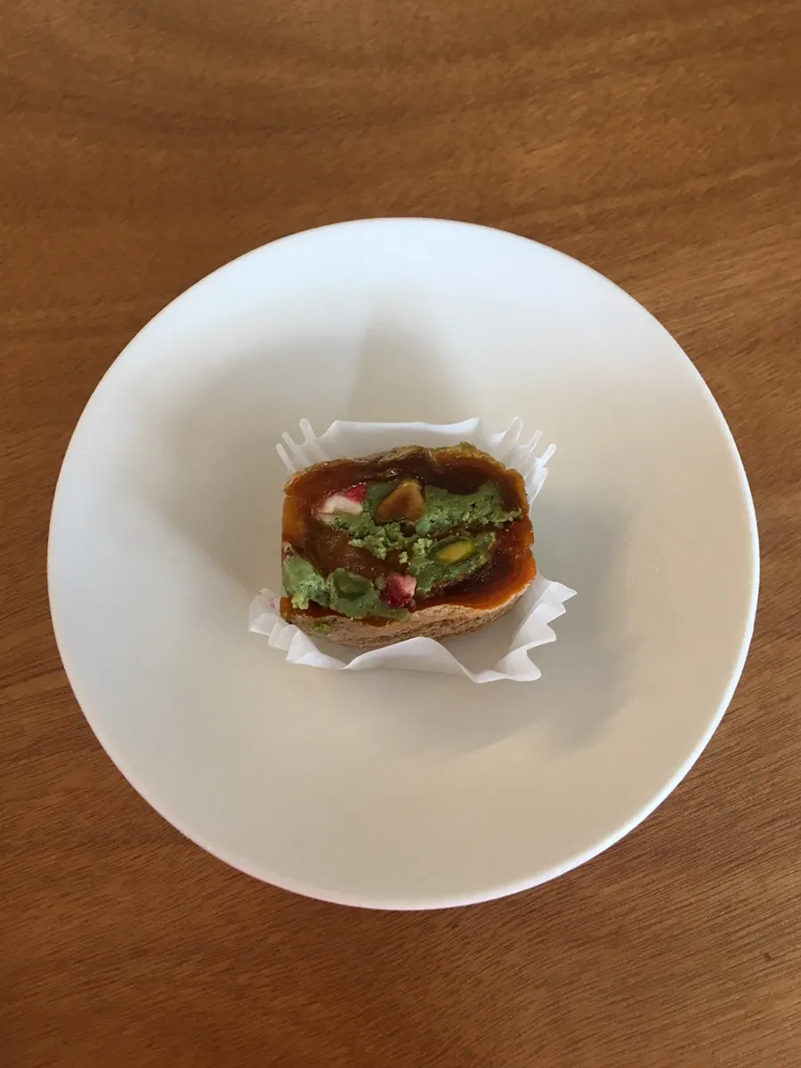 Goyu's pistachio matcha dried persimmon dessert