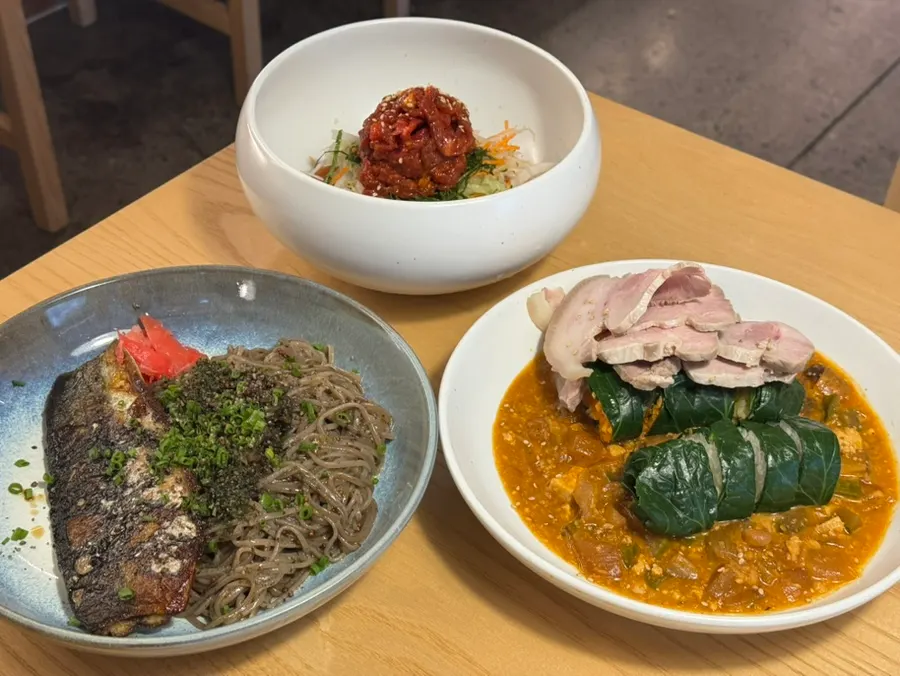 A kale wrap topped with gangdoenjang