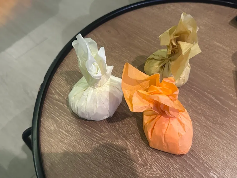 Three fruit mochi taken out at the guesthouse