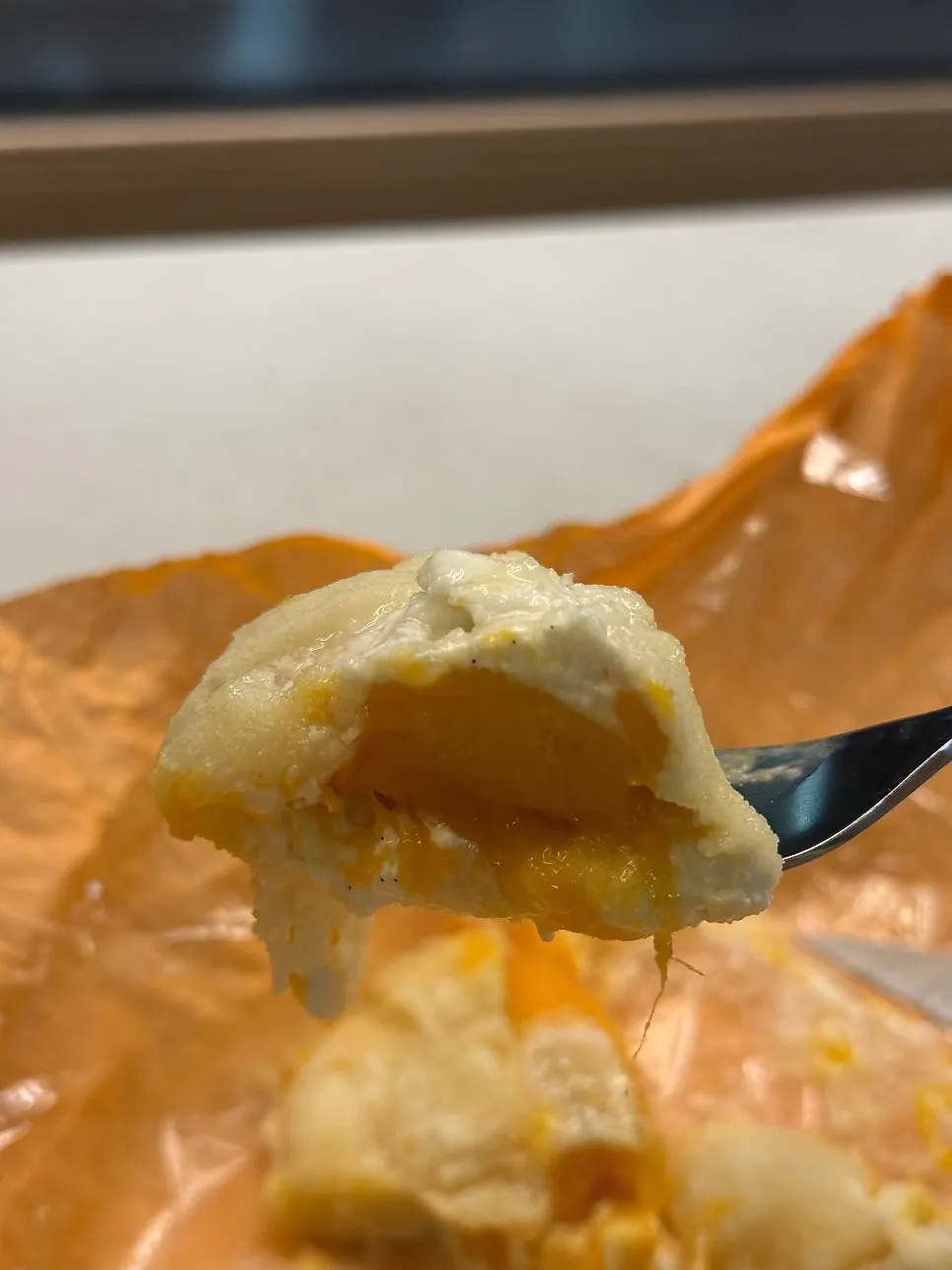Whole mango mochi eaten at home