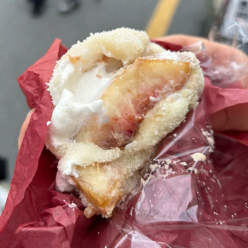 Chewy mochi skin stretching apart