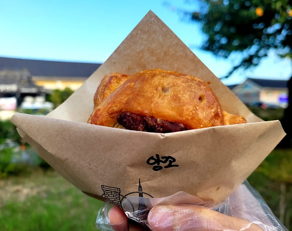 Red Bean Tokyo Pie stamped with angkko lettering