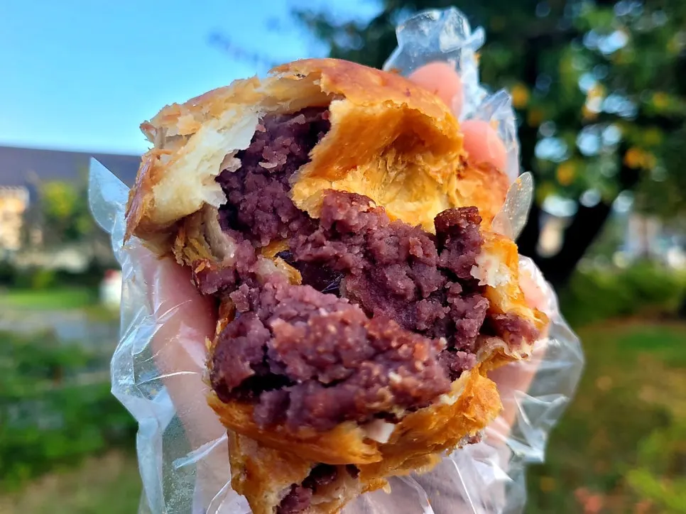 Inside of the Red Bean Tokyo Pie packed with red bean filling