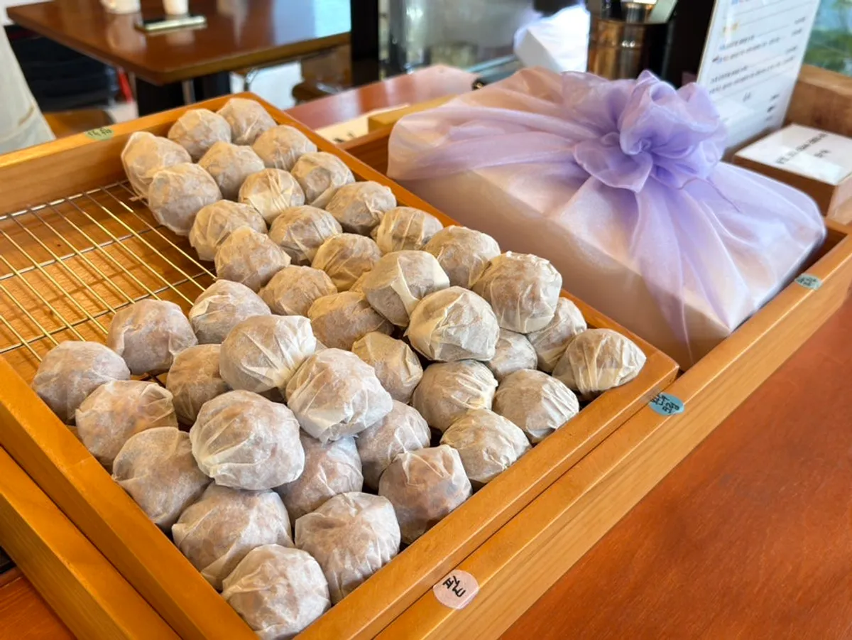 Chuseok gift set wrapped in gradient bojagi cloth